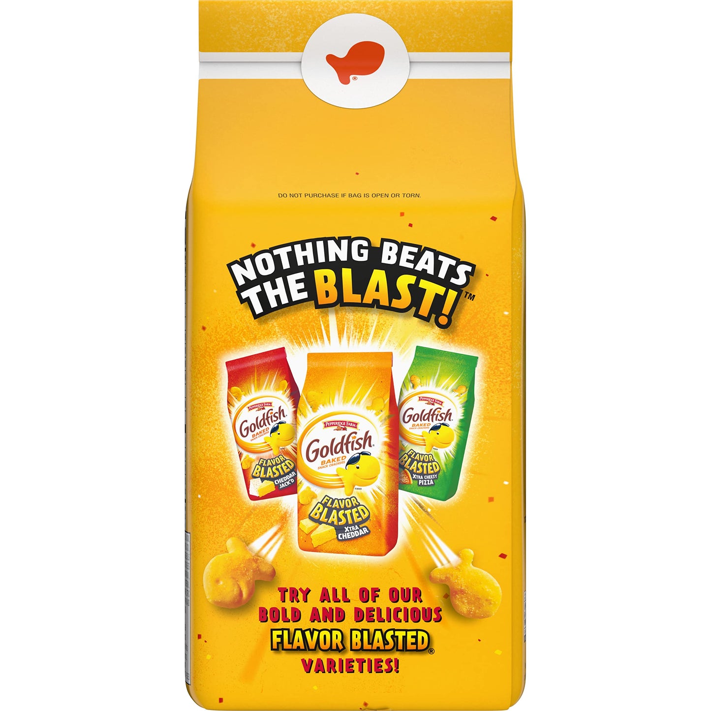 Goldfish Dynamic Duo Variety Pack, Colors Cheddar & Flavor Blasted Xtra Cheddar, Snack Packs, 20 Ct