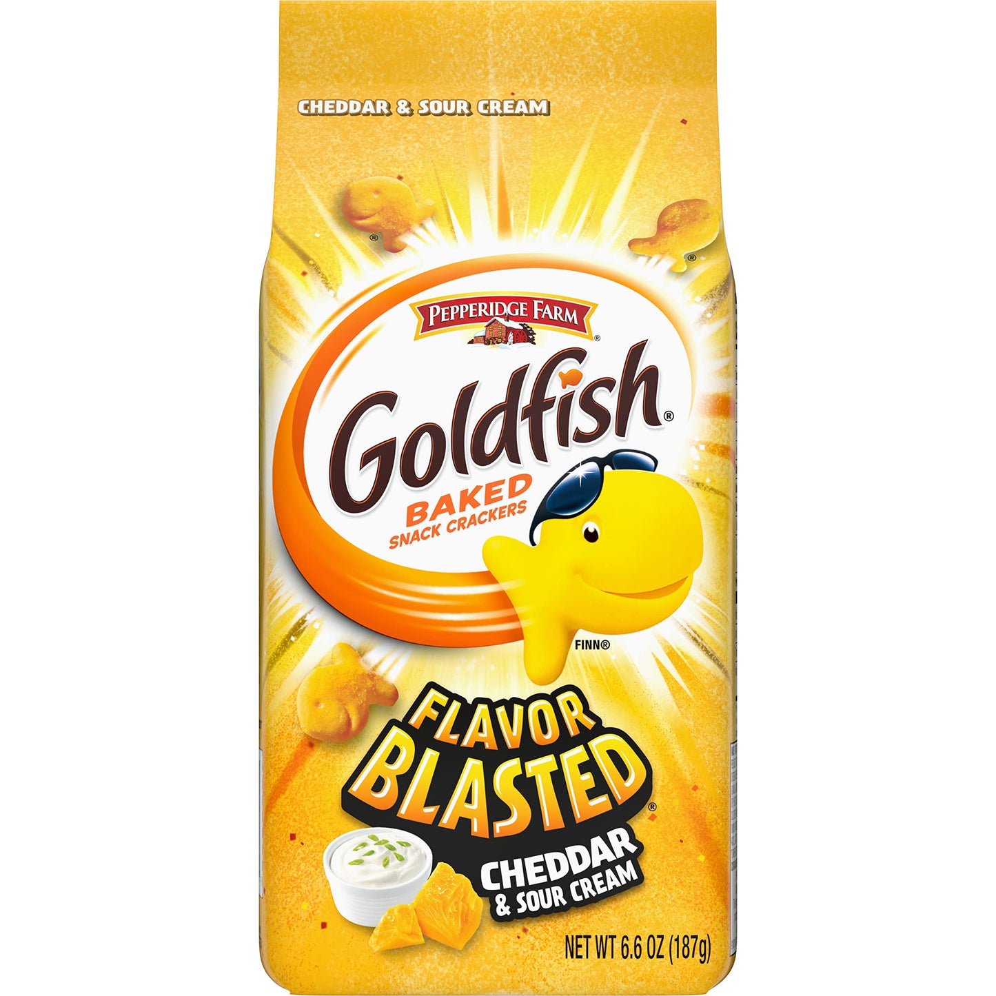 Goldfish Dynamic Duo Variety Pack, Colors Cheddar & Flavor Blasted Xtra Cheddar, Snack Packs, 20 Ct