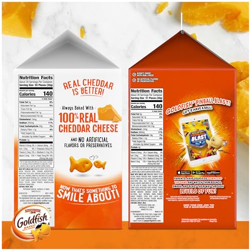 Goldfish Dynamic Duo Variety Pack, Colors Cheddar & Flavor Blasted Xtra Cheddar, Snack Packs, 20 Ct