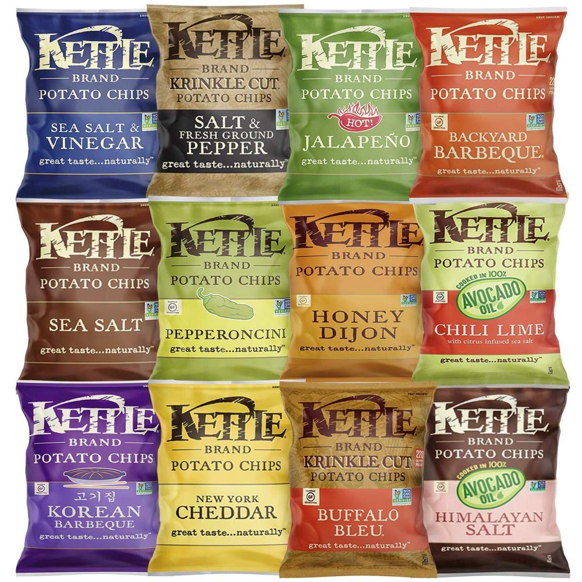 Kettle Brand Potato Chips Variety Pack, 1 Oz, 20 Ct