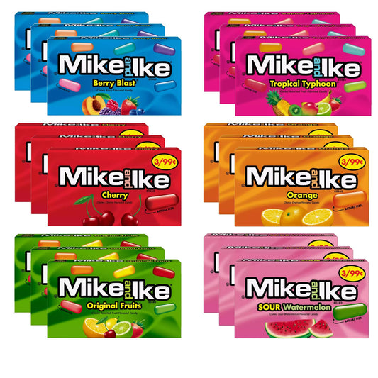 Mike & Ike Chewy Candy Variety Pack, Assorted Flavors Mini Box 0.78 Ounce (Pack of 18)