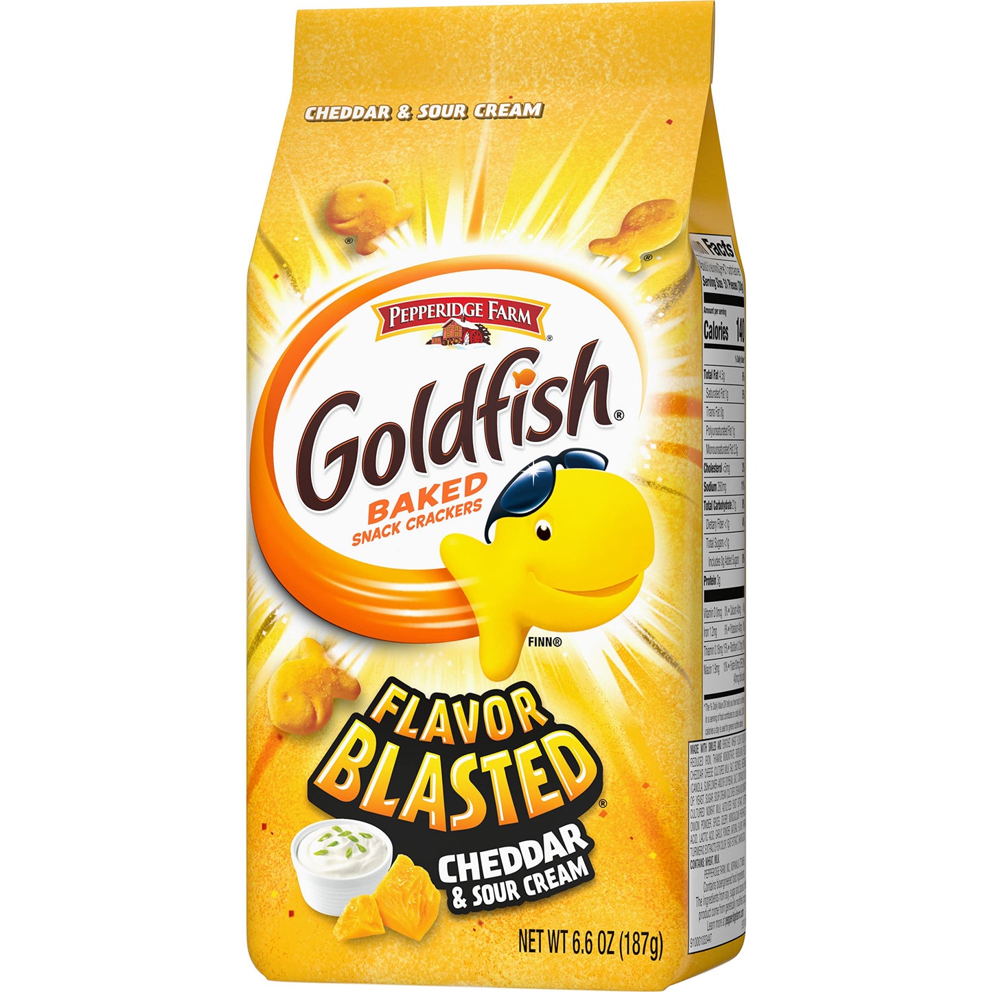Goldfish Dynamic Duo Variety Pack, Colors Cheddar & Flavor Blasted Xtra Cheddar, Snack Packs, 20 Ct