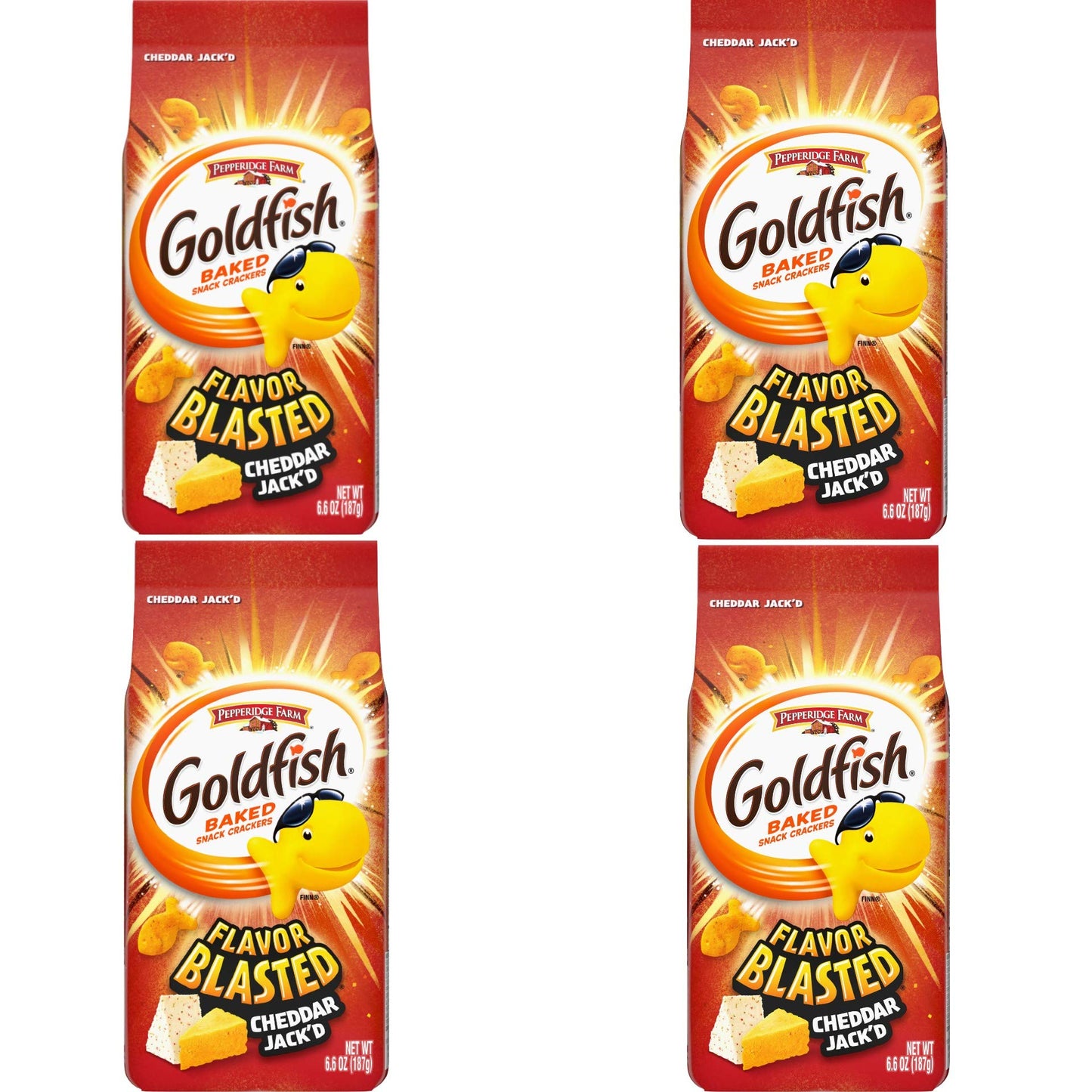 Goldfish Dynamic Duo Variety Pack, Colors Cheddar & Flavor Blasted Xtra Cheddar, Snack Packs, 20 Ct