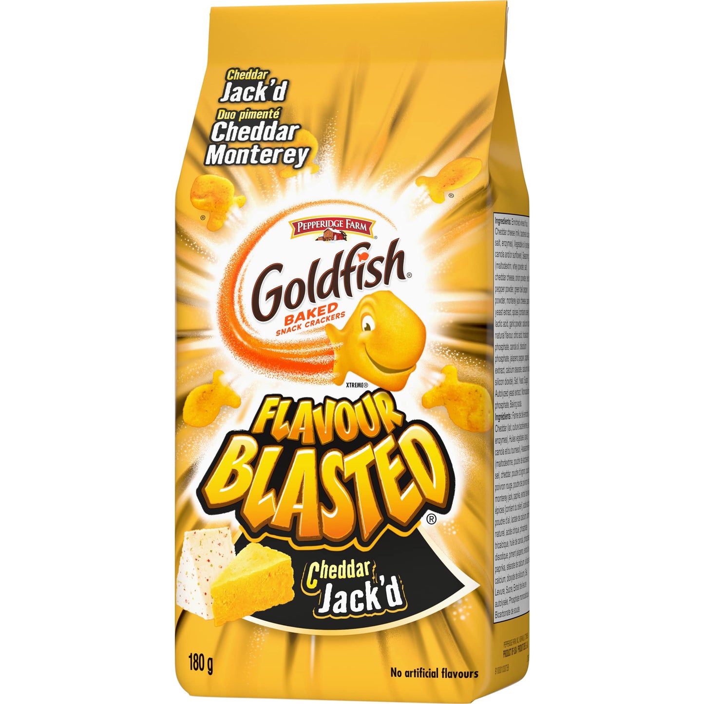 Goldfish Dynamic Duo Variety Pack, Colors Cheddar & Flavor Blasted Xtra Cheddar, Snack Packs, 20 Ct