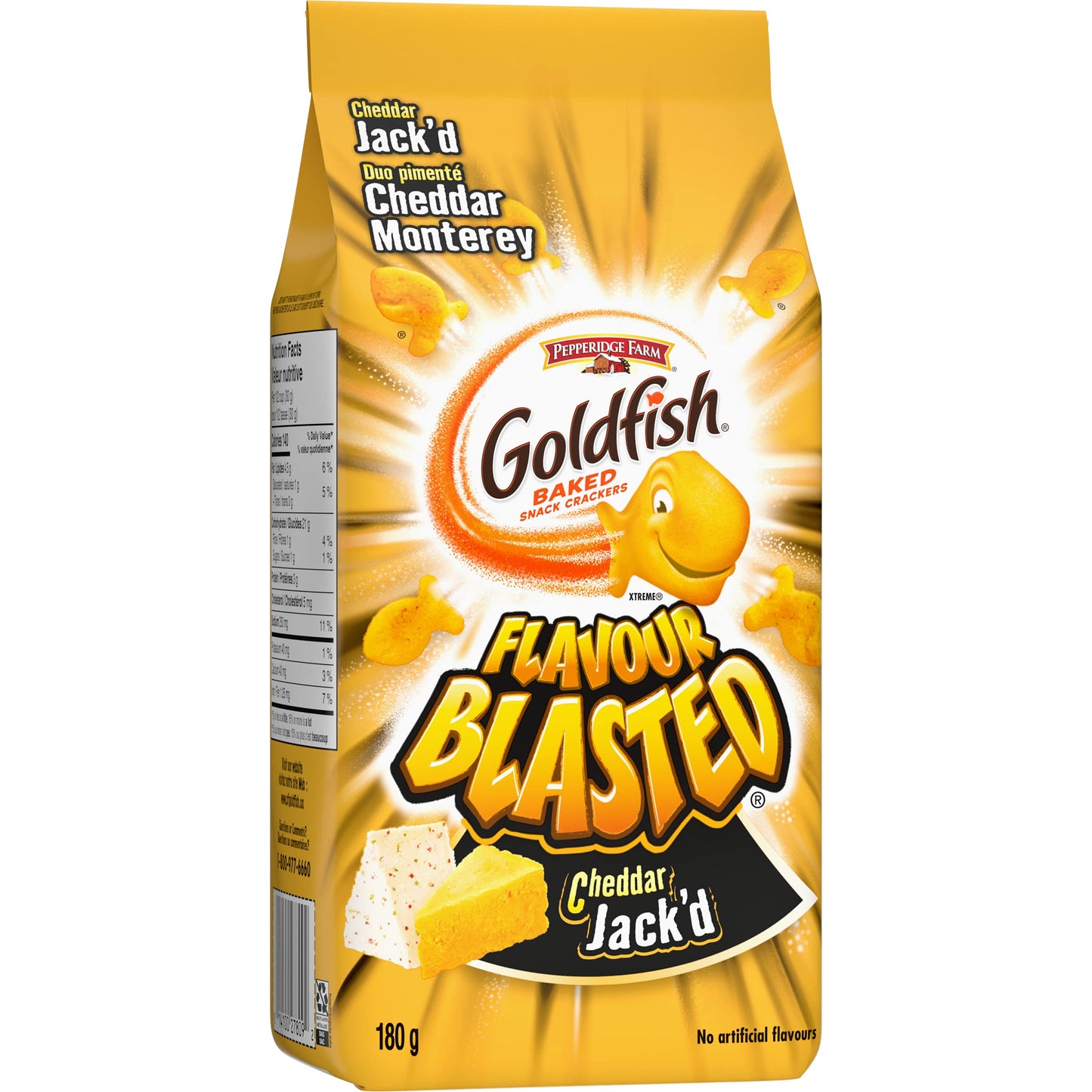 Goldfish Dynamic Duo Variety Pack, Colors Cheddar & Flavor Blasted Xtra Cheddar, Snack Packs, 20 Ct