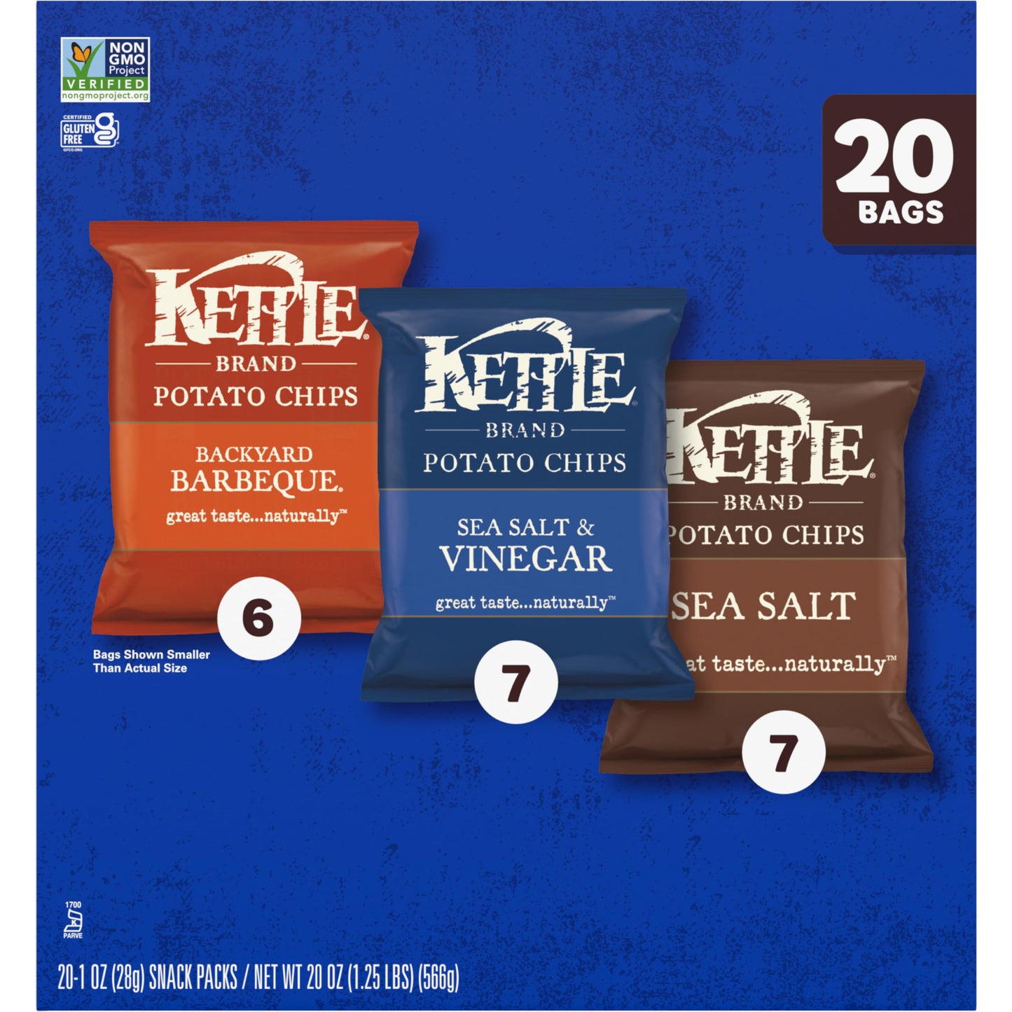 Kettle Brand Potato Chips Variety Pack, 1 Oz, 20 Ct