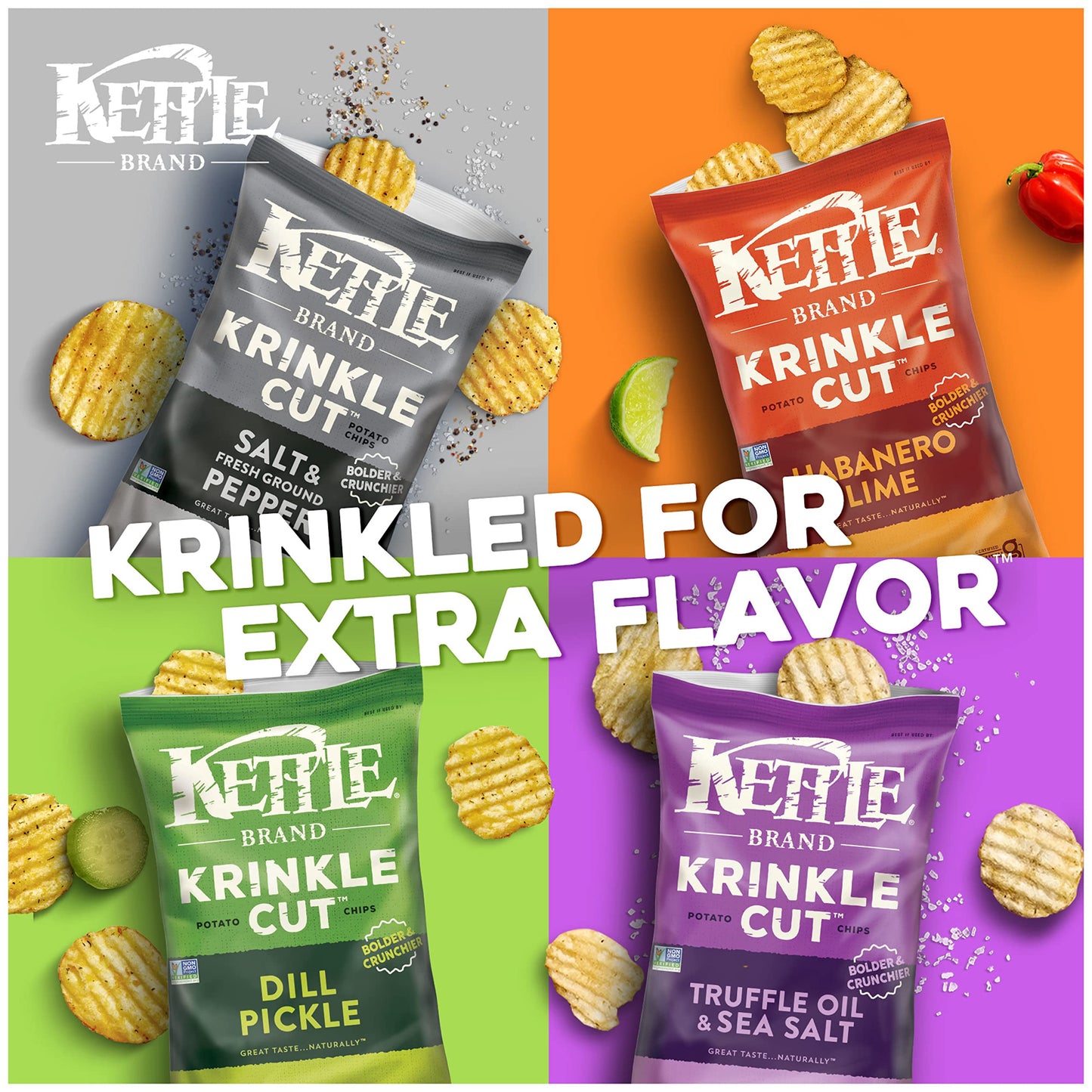 Kettle Brand Potato Chips Variety Pack, 1 Oz, 20 Ct